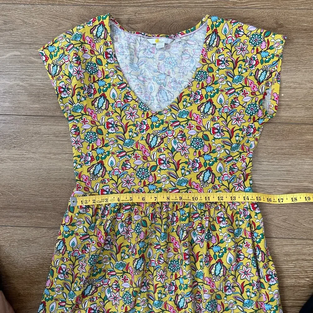 Boden Voop Cotton Tiered Dress Floral Yellow Women's Size UK 8R US 4R - Picture 5 of 12